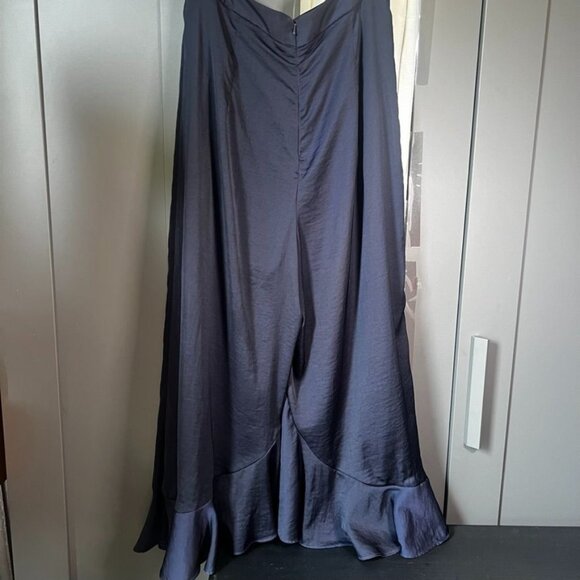 Sheike  Navy Blue  Satin  Ruffle  Crop  Pants  Womens Size 10 - Picture 5 of 16
